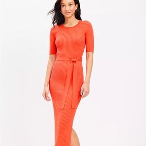 LOFT Orange Ribbed Knit Dress